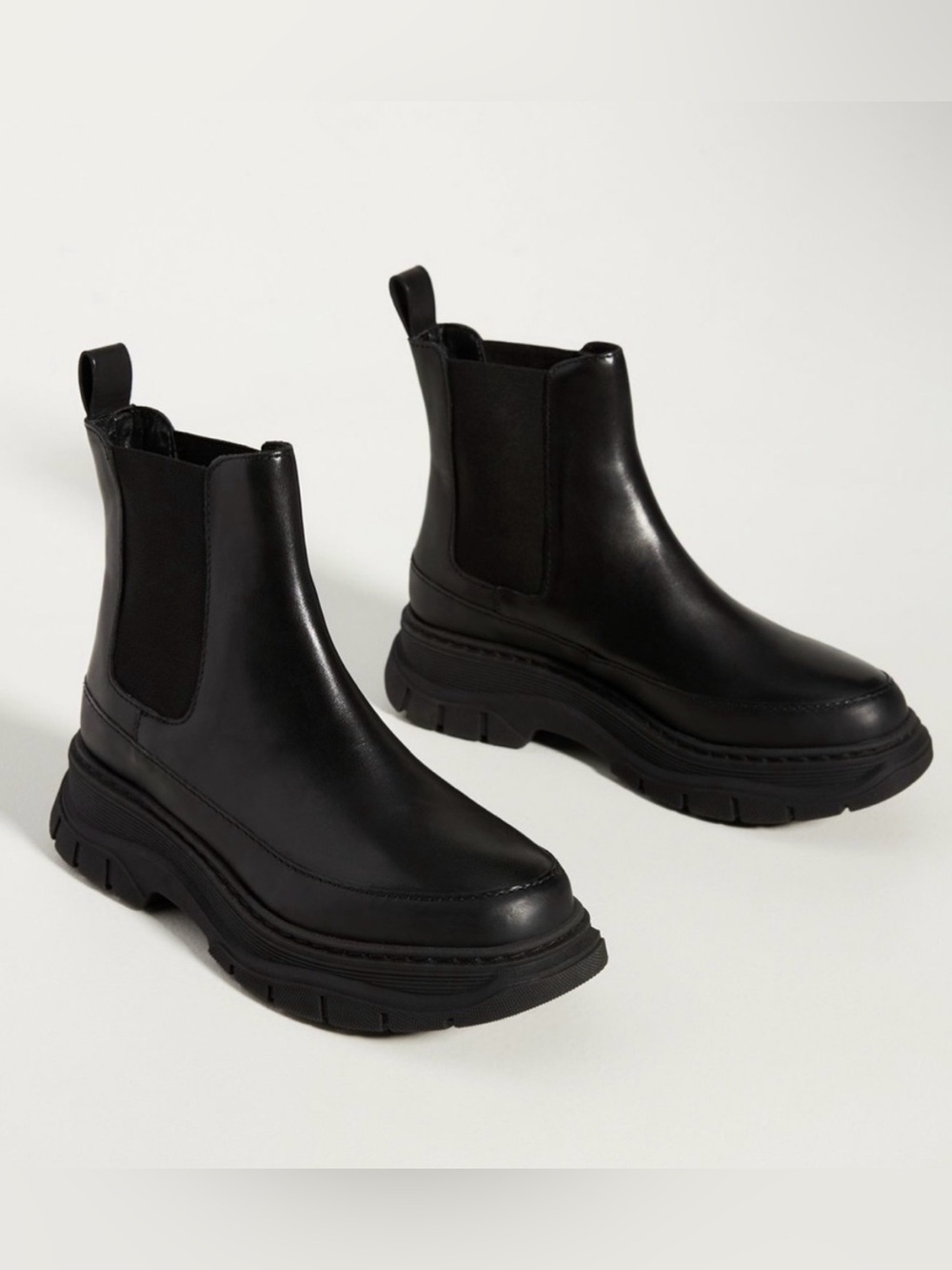 Maeve Black Lug-Sole Chelsea Booties